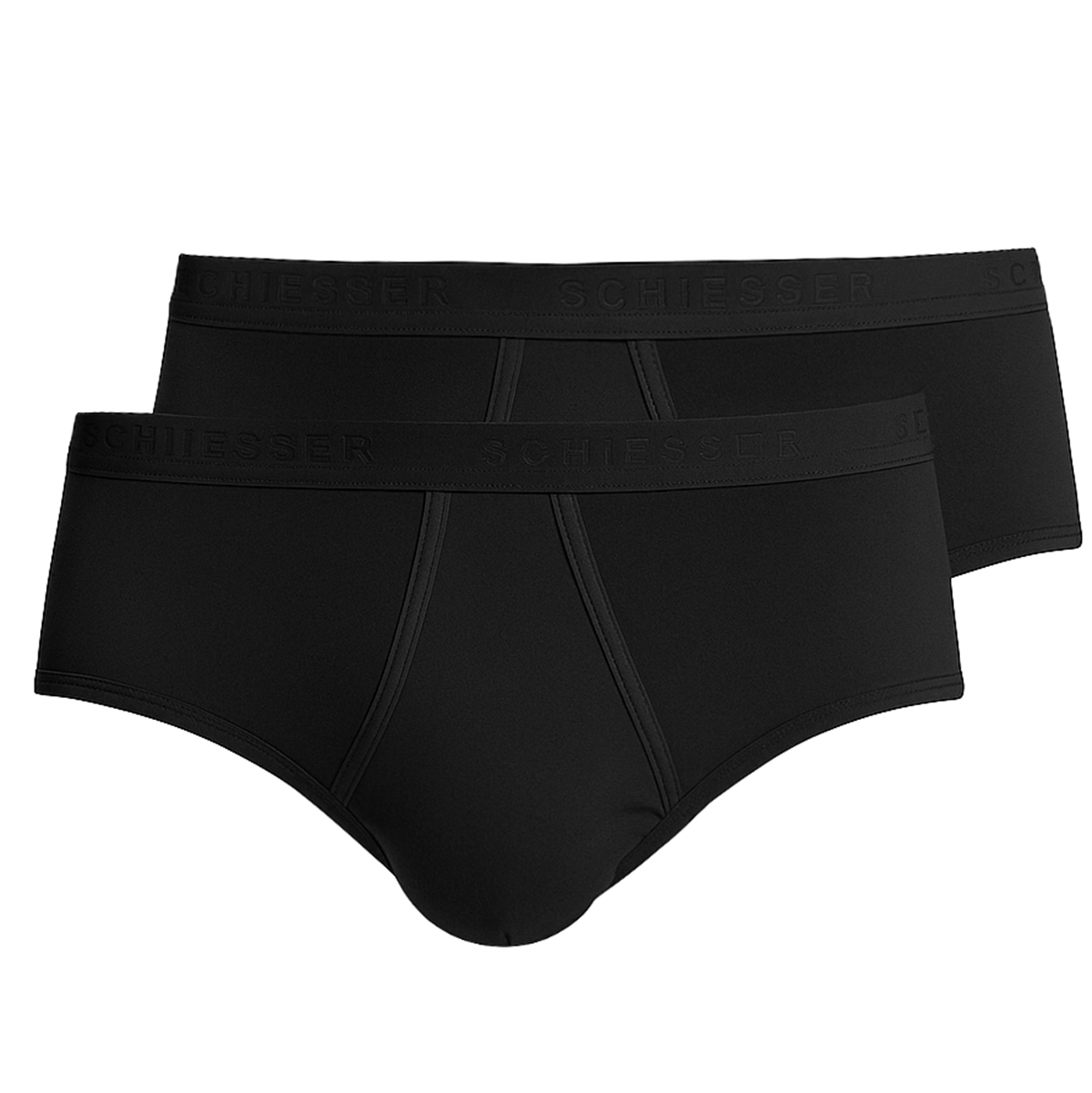Schiesser Sportslip met gulp original classics 2-pack zwart